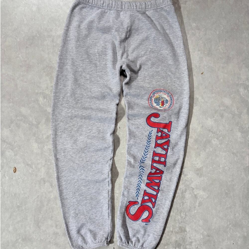 90s Vintage Kansas Jayhawks Grey Sweatpants -XL